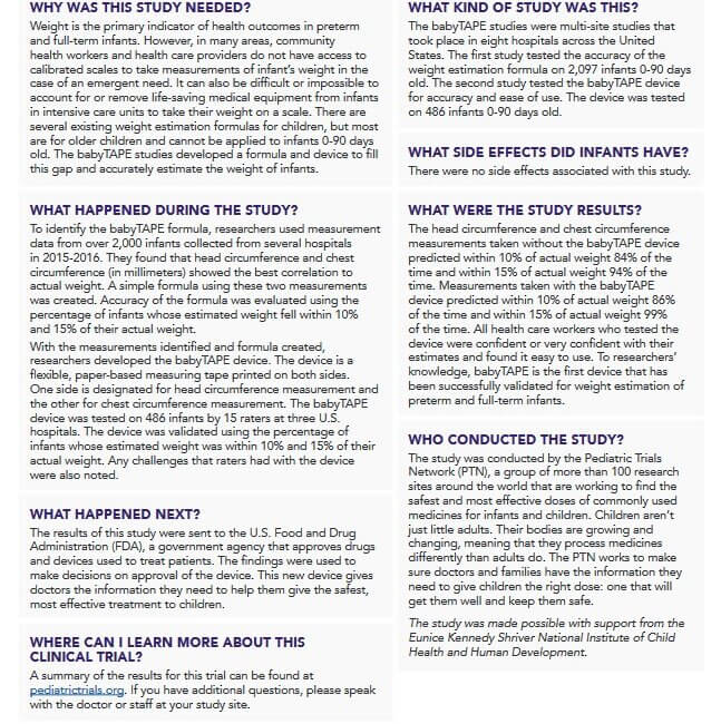 Thumbnail photo of babyTAPE results-at-a-glance