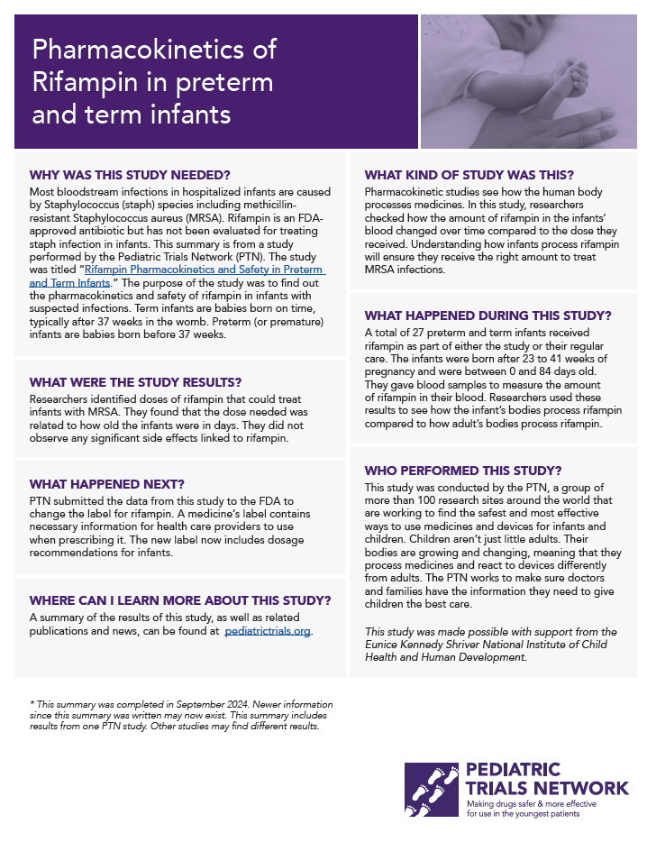 Thumbnail screenshot of rifampin results-at-a-glance summary