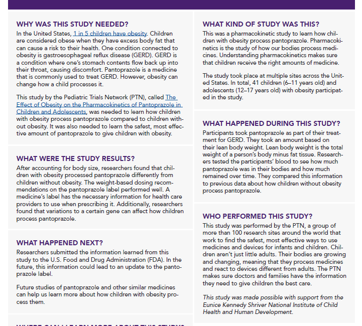 Thumbnail screenshot of pantoprazole results-at-a-glance summary