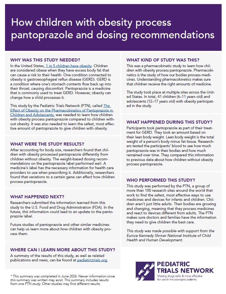 Thumbnail screenshot of pantoprazole results-at-a-glance summary